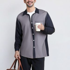 Mens Long Sleeve Casual Button-Down Vintage Floral Polo Business Official Shirts