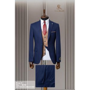 Senzo Rivolli Men's Turkish Bespoke Corporate Luxury Italian Style Suit - Navy Blue