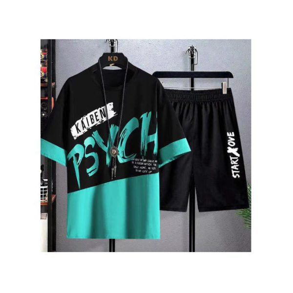Men's Loose Casual Stylish Round Neck 2-in-1 Short Sleeved T-shirt And Shorts Set